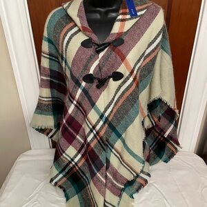 Apt. 9 Multicolor Plaid Toggle Poncho